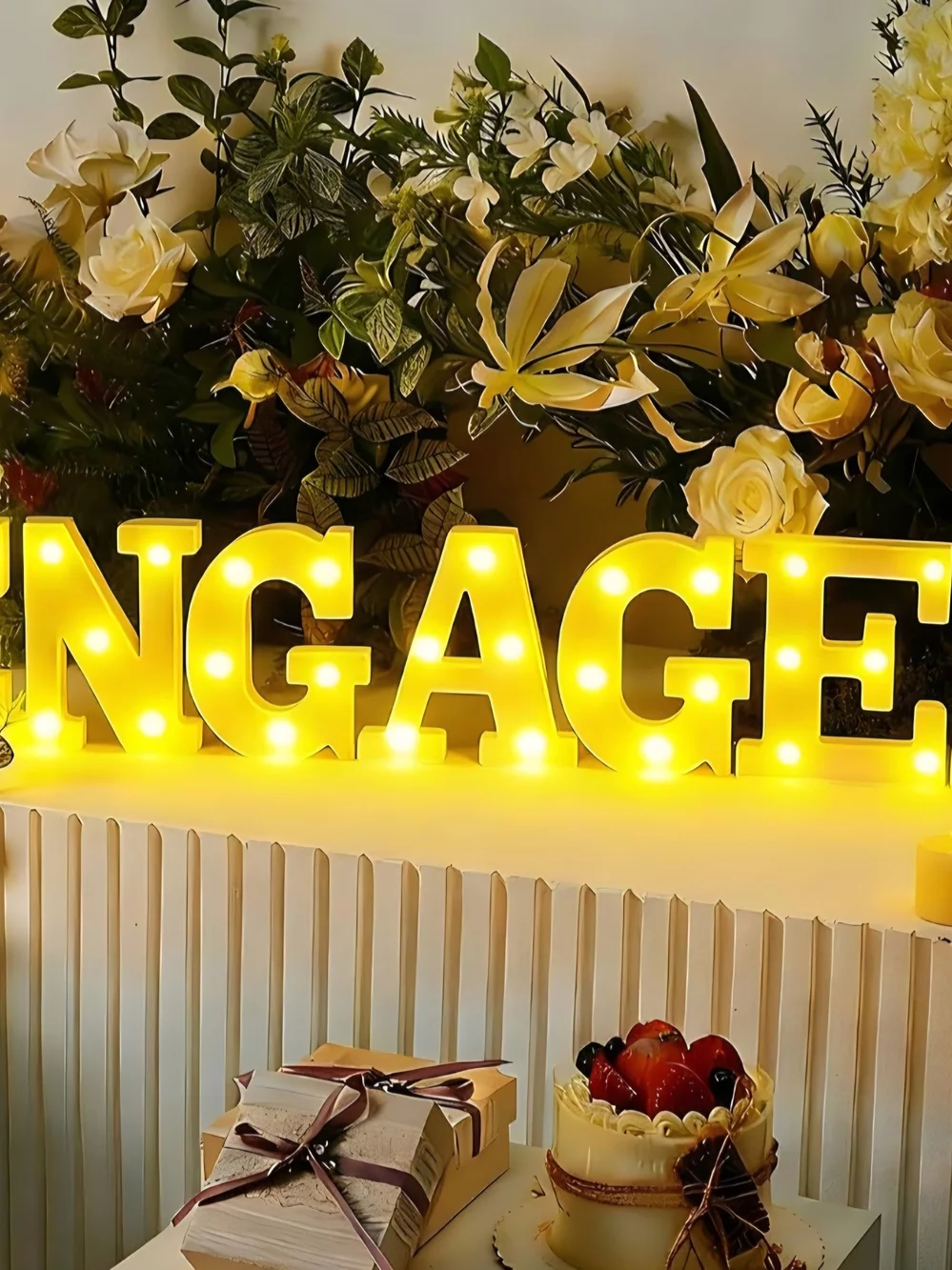 White Marquee Letter Wall Decor - ENGAGED